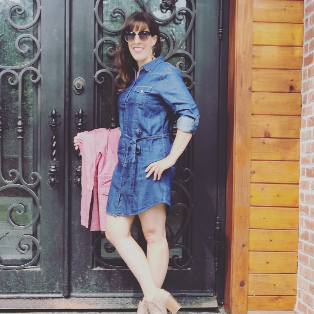 Chambray Denim Jean Shirt Dress